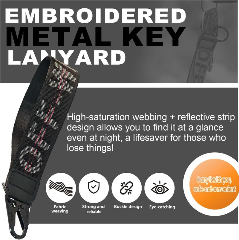 MJYFDAC Fashionable Car Key Chain, Fabric Wrist Strap With Key Ring, Can Be Used To Hang Car Keys, Wallets, Jeans Decorations, Key Chain Accessories (Black) - Image 3